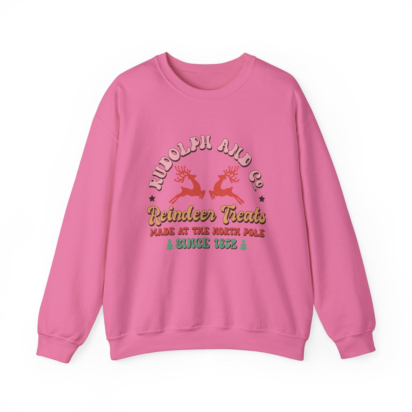 Christmas Crewneck Sweatshirt - Rudolph & Santa's Reindeer Treats Design