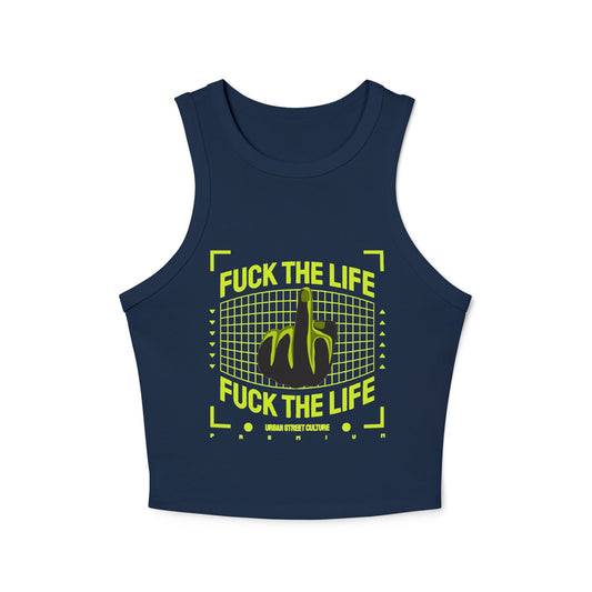 Graphic Racer Tank Top - "Fuck the Life" Design for Confident Women