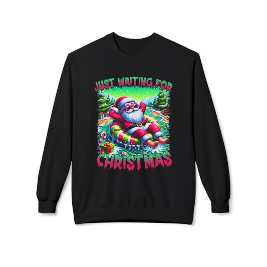 Just Waiting For Christmas Midweight Softstyle Fleece Crewneck Sweatshirt