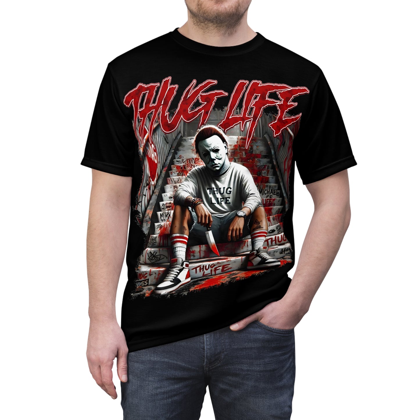 Thug Life Unisex Cut & Sew Tee - Streetwear Graphic Tee for Casual Vibes