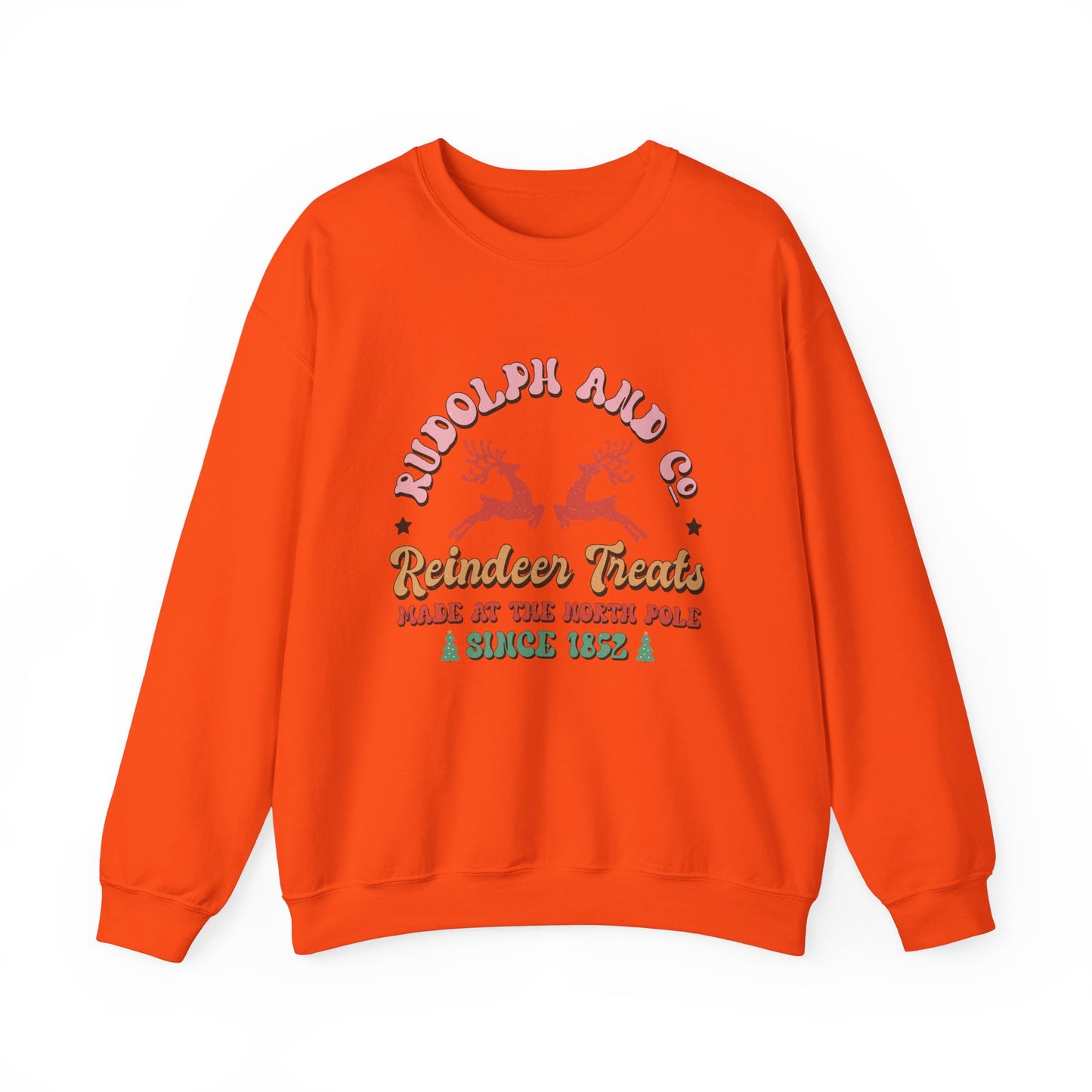 Christmas Crewneck Sweatshirt - Rudolph & Santa's Reindeer Treats Design