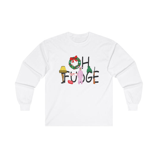 Funny Holiday 'OH FUDGE' Unisex Long Sleeve Tee