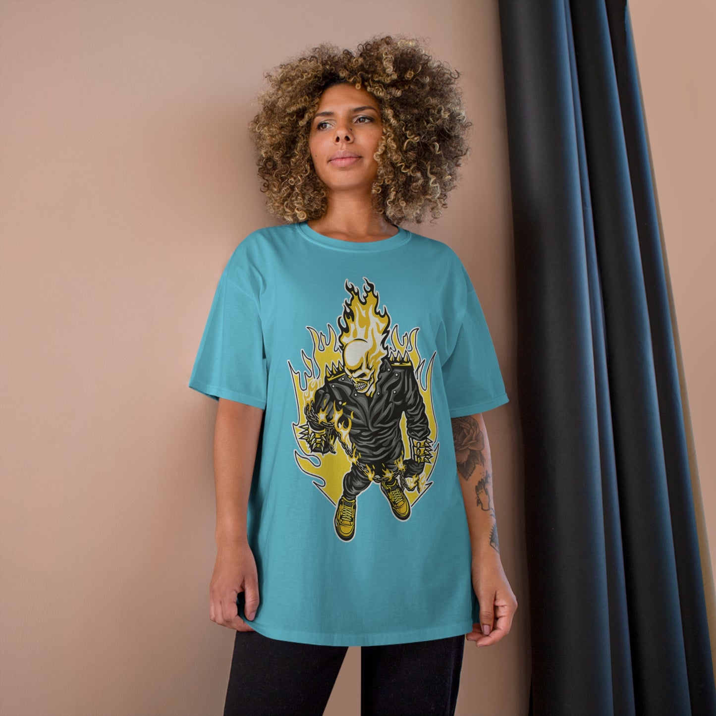Flaming Skull Champion T-Shirt