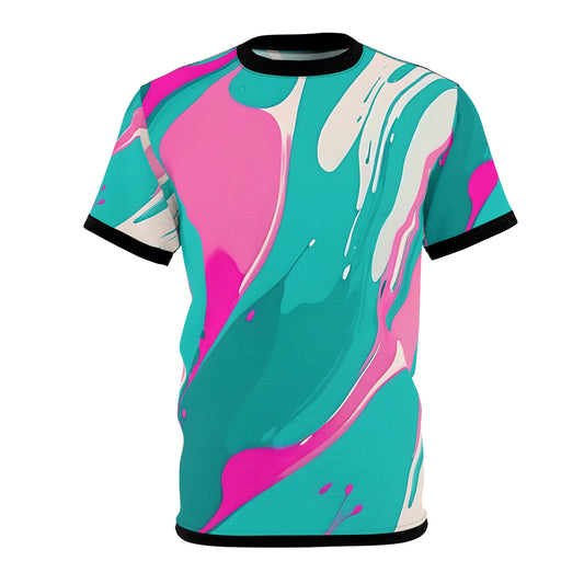Colorful Abstract Unisex Cut & Sew Tee - Trendy Graphic T-Shirt for Casual Outings