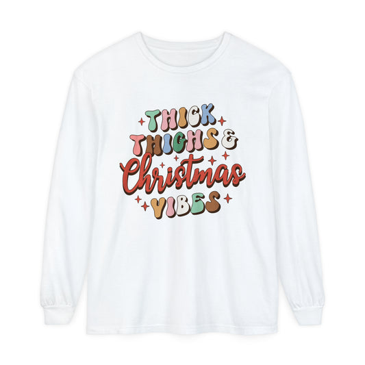 Thick Thighs & Christmas Vibes Unisex Long Sleeve T-Shirt