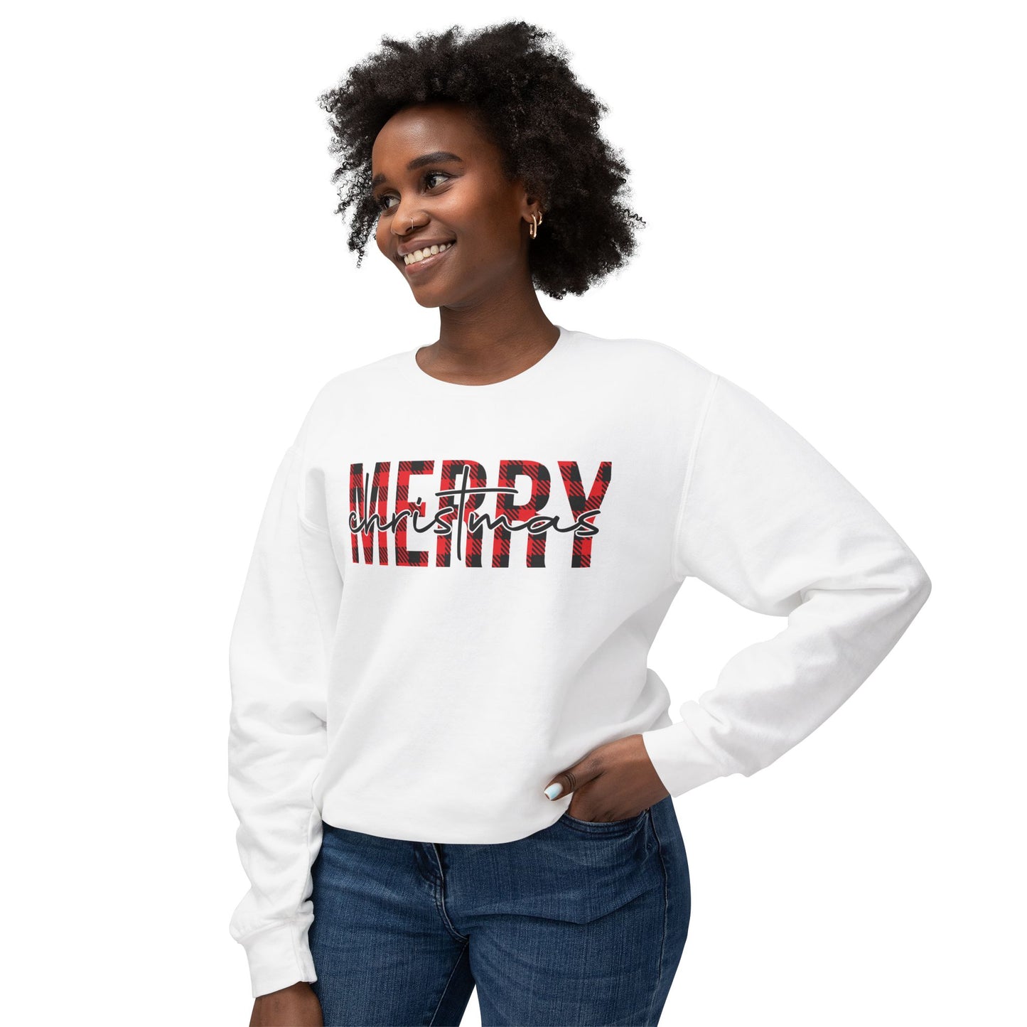Merry Christmas Unisex Lightweight Crewneck Sweatshirt