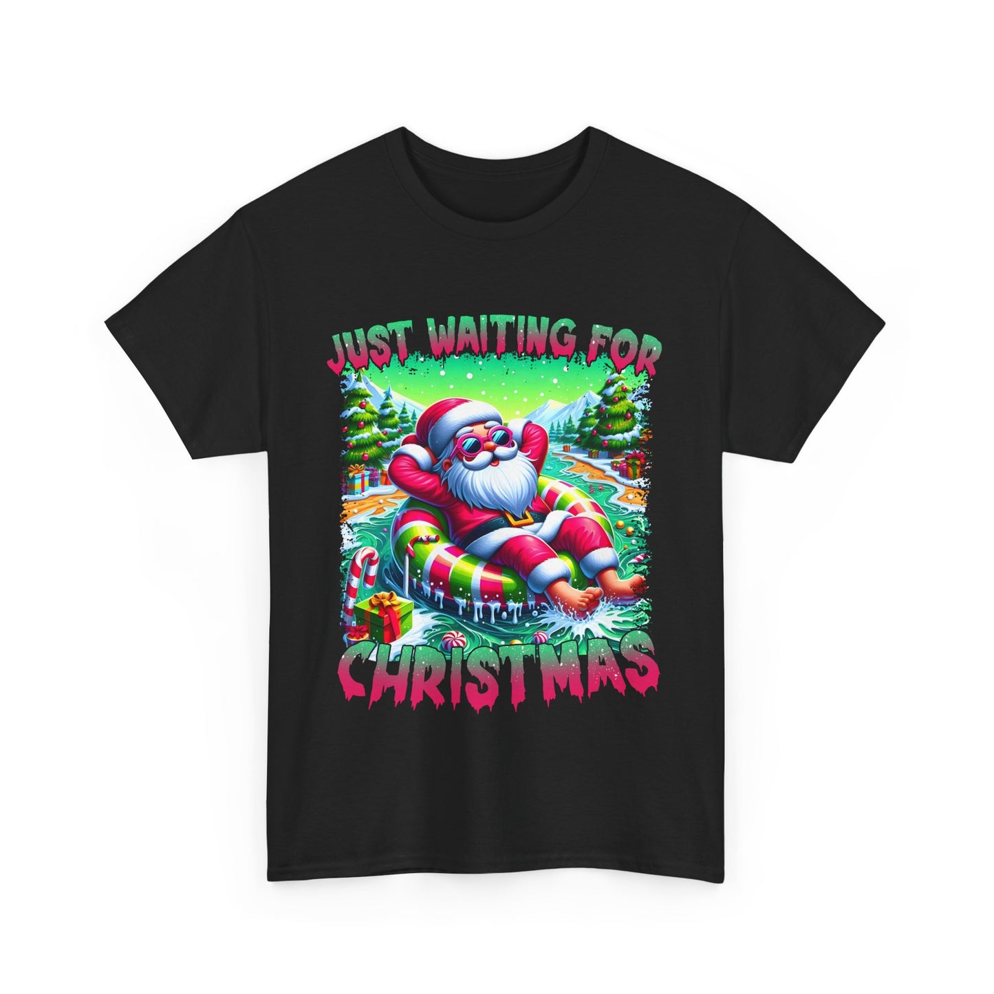 Unisex Heavy Cotton Tee - Just Waiting for Christmas Design