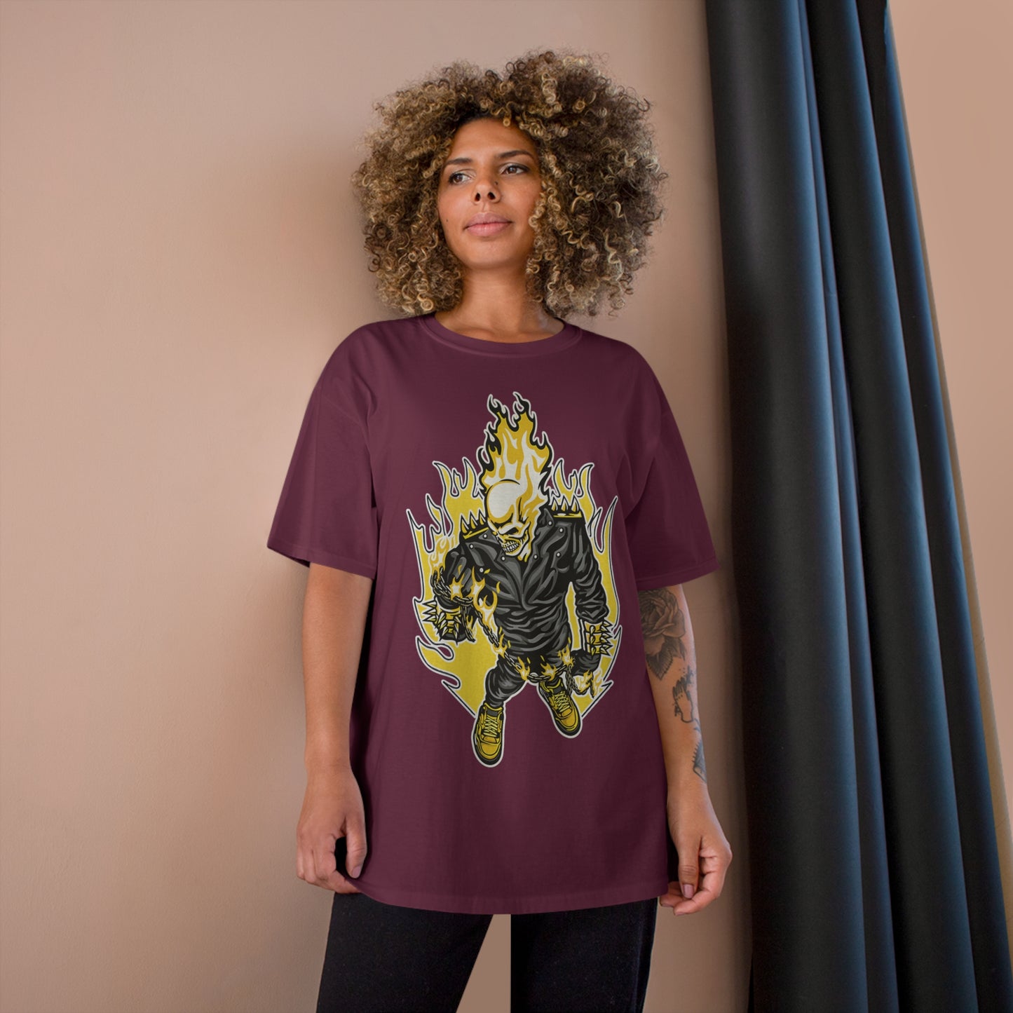 Flaming Skull Champion T-Shirt