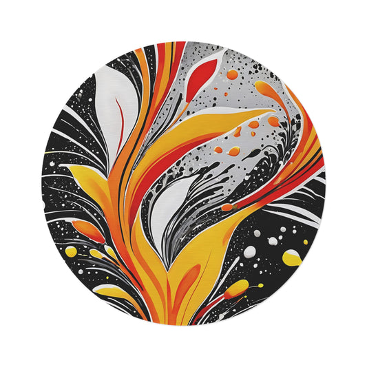 Vibrant Abstract Round Rug - Ideal for Boho Home Decor